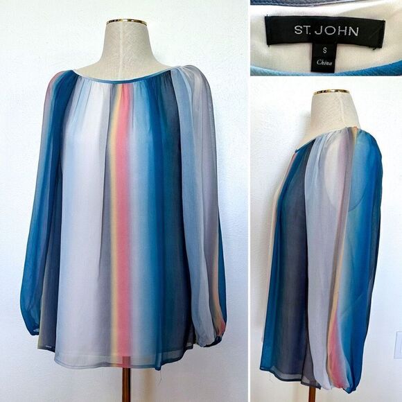 St. John 100% Silk Spectrum Blouse - Picture 1 of 3